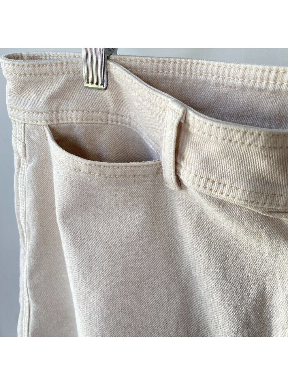LOFT High Waist Wide Leg Jeans Size 12P/31 Tan Sand Denim Ankle NWT - Picture 4 of 7